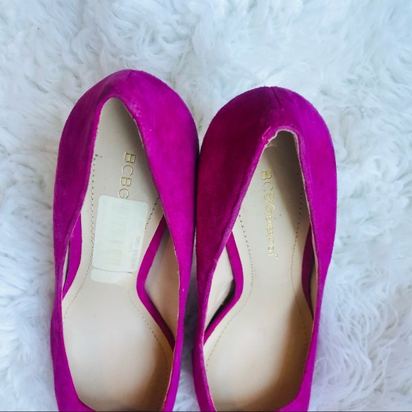 BCBGENERATION Pink Suede Platform Shoes Sz 8.5 - Picture 15 of 16